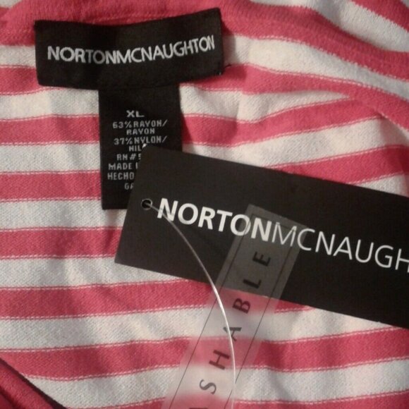 Norton McNaughton XL Tank Top Pink White Chevron Striped Sleeveless Knit NEW - Picture 7 of 7